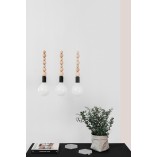 Lampa Wisząca Loft Sfarer III | Czarna, Drewniana, 3xE27