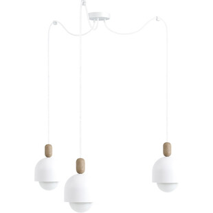 Lampa wisząca skandynawska Loft Ovoi III biały / biała perła Kolorowe kable