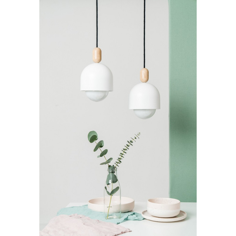 Lampa wisząca Loft Ovoi | Biały metal z kolorowym kablem