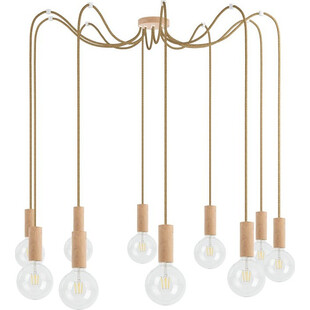 Lampa wisząca "Pająk" Loft | Drewno Bukowe | Kolorowe Kable