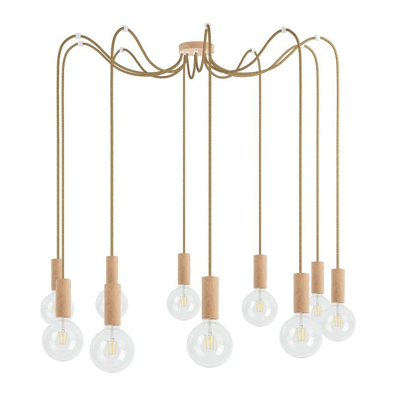 Lampa wisząca "Pająk" Loft | Drewno Bukowe | Kolorowe Kable