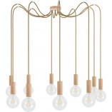 Lampa wisząca "Pająk" Loft | Drewno Bukowe | Kolorowe Kable