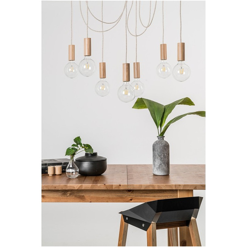 Lampa wisząca "Pająk" Loft | Drewno Bukowe | Kolorowe Kable