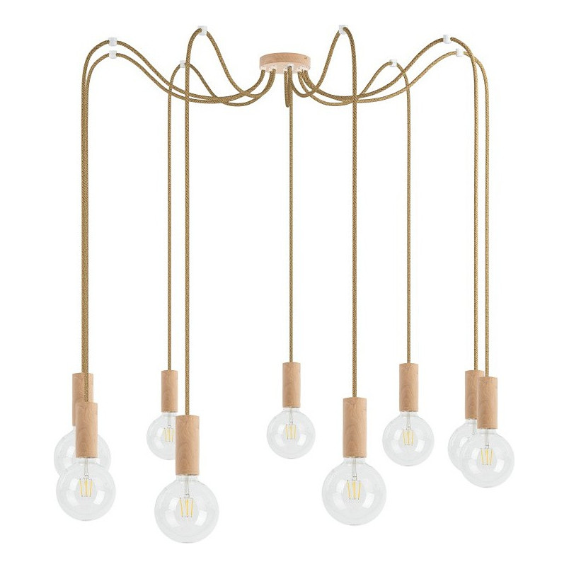Lampa wisząca "Pająk" Loft | Drewno, E27 - Kolorowe Kable
