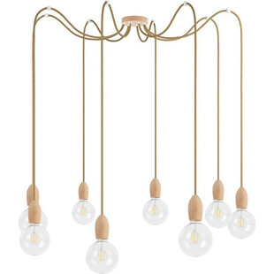Lampa Wisząca Pająk Drewniana Loft | Kolorowe Kable