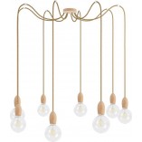 Lampa Wisząca Pająk Drewniana Loft | Kolorowe Kable