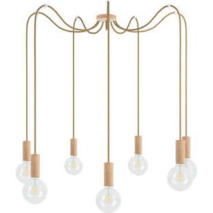 Lampa Wisząca Pająk Drewniana Loft | Kolorowe Kable