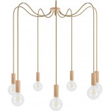 Lampa Wisząca Pająk Drewniana Loft | Kolorowe Kable