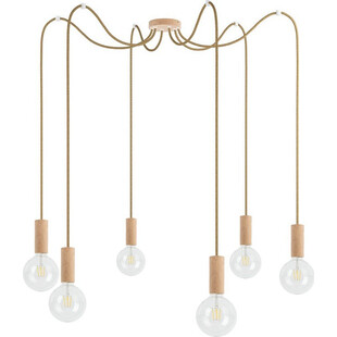 Lampa Wisząca Pająk Drewniana Loft | Kolorowe Kable