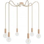 Lampa Wisząca Pająk Drewniana Loft | Kolorowe Kable
