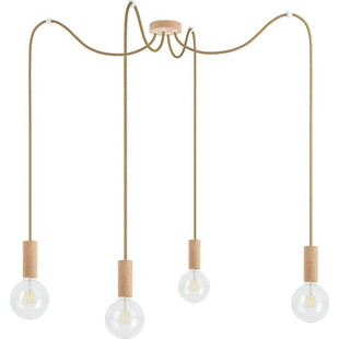 Lampa Wisząca Pająk Loft | Drewno Bukowe | Kolorowe Kable