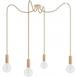 Lampa Wisząca Pająk Loft | Drewno Bukowe | Kolorowe Kable