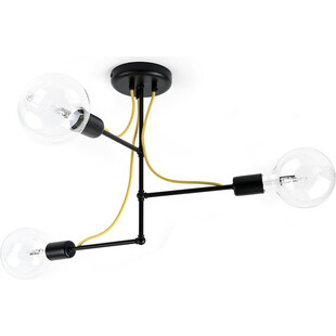 Lampa sufitowa na wysięgnikach 3 żarówki Loft Tubo 43cm czarny / hiszpańska cytryna Kolorowe kable