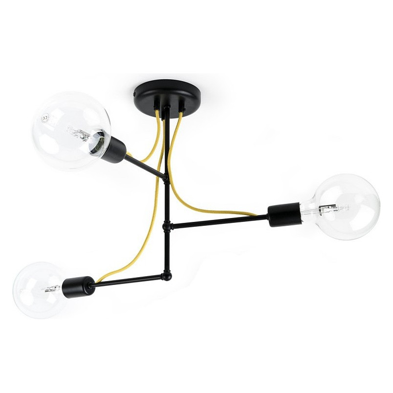 Lampa Sufitowa Loft Tubo Czarna | 3 Żarówki, Kolorowe Kable