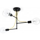 Lampa Sufitowa Loft Tubo Czarna | 3 Żarówki, Kolorowe Kable