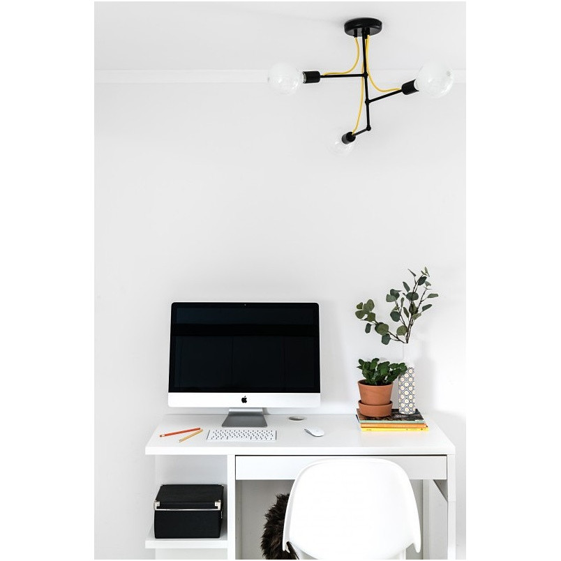 Lampa Sufitowa Loft Tubo Czarna | 3 Żarówki, Kolorowe Kable