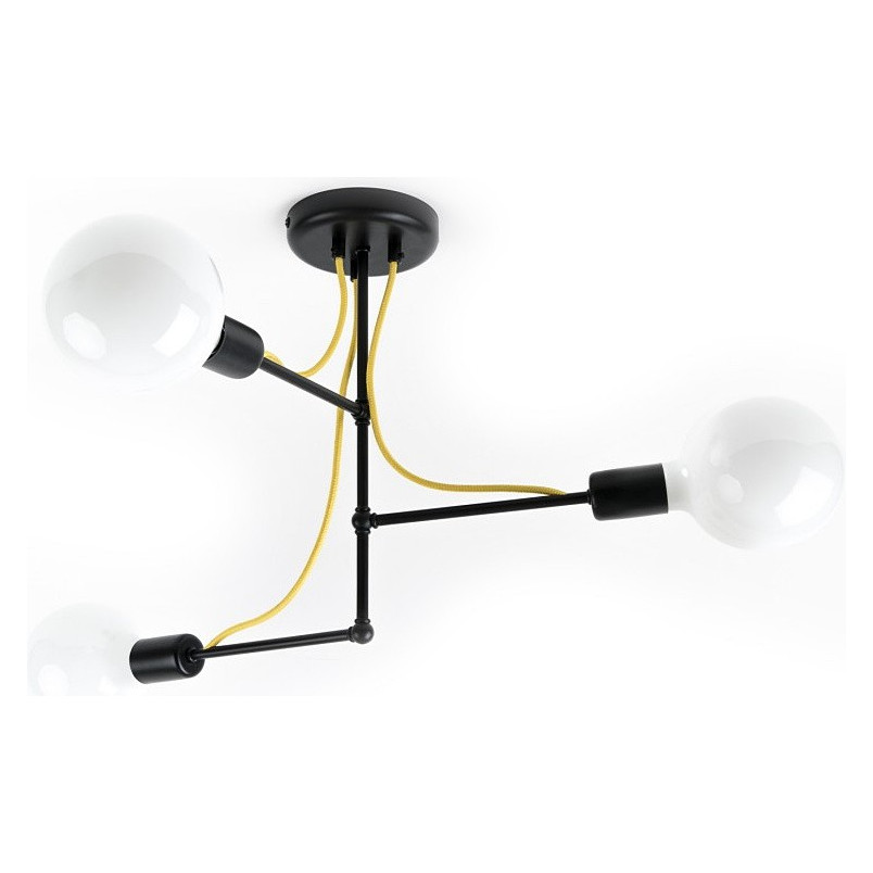 Lampa Sufitowa Loft Tubo Czarna | 3 Żarówki, Kolorowe Kable