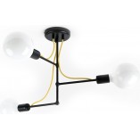 Lampa Sufitowa Loft Tubo Czarna | 3 Żarówki, Kolorowe Kable