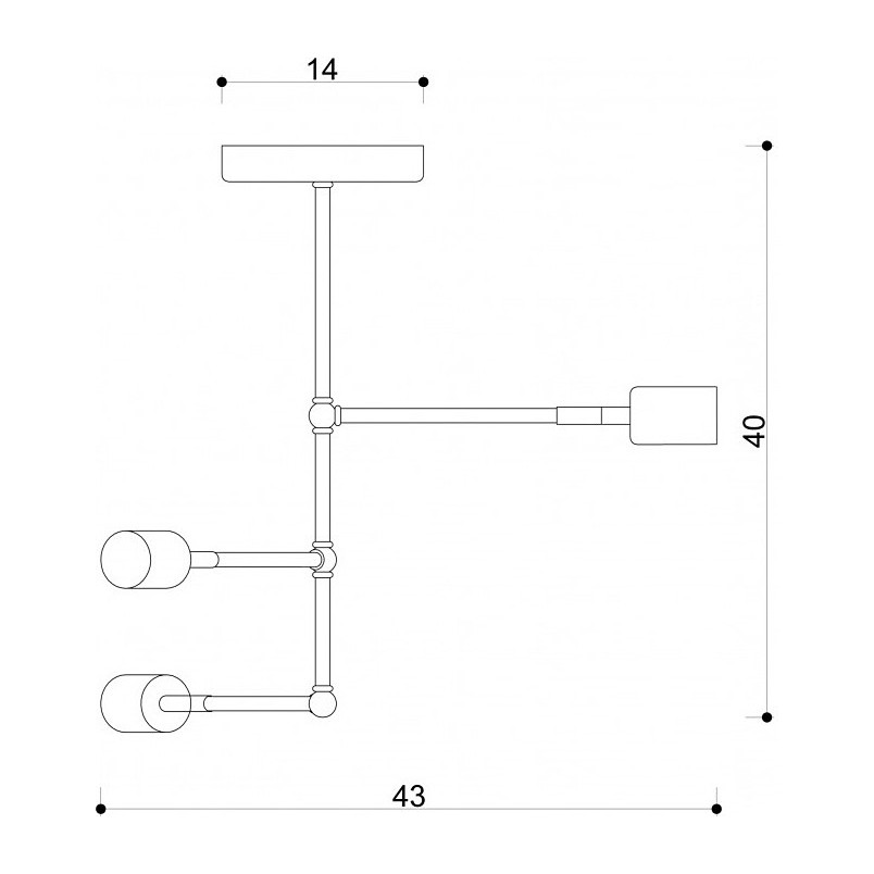 Lampa Sufitowa Loft Tubo Czarna | 3 Żarówki, Kolorowe Kable