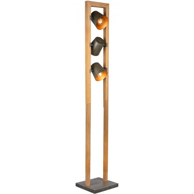 Lampa podłogowa industrialna Bell Trio - Loft i drewno