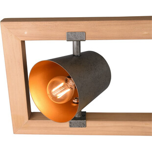 Lampa industrialna Bell IV | Trio - 100cm, Nikiel + Drewno
