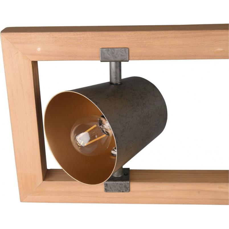 Lampa industrialna Bell IV | Trio - 100cm, Nikiel + Drewno