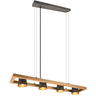 Lampa industrialna Bell IV | Trio - 100cm, Nikiel + Drewno