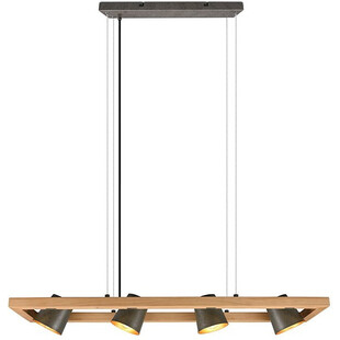 Lampa industrialna Bell IV | Trio - 100cm, Nikiel + Drewno