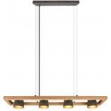 Lampa industrialna Bell IV | Trio - 100cm, Nikiel + Drewno