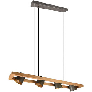 Lampa industrialna Bell IV | Trio - 100cm, Nikiel + Drewno