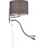 Kinkiet z abażurem Trio Hotel | Lampa do czytania - Szary
