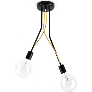 Lampa sufitowa na wysięgnikach 2 żarówki Loft Tubo 36cm czarny / hiszpańska cytryna Kolorowe kable