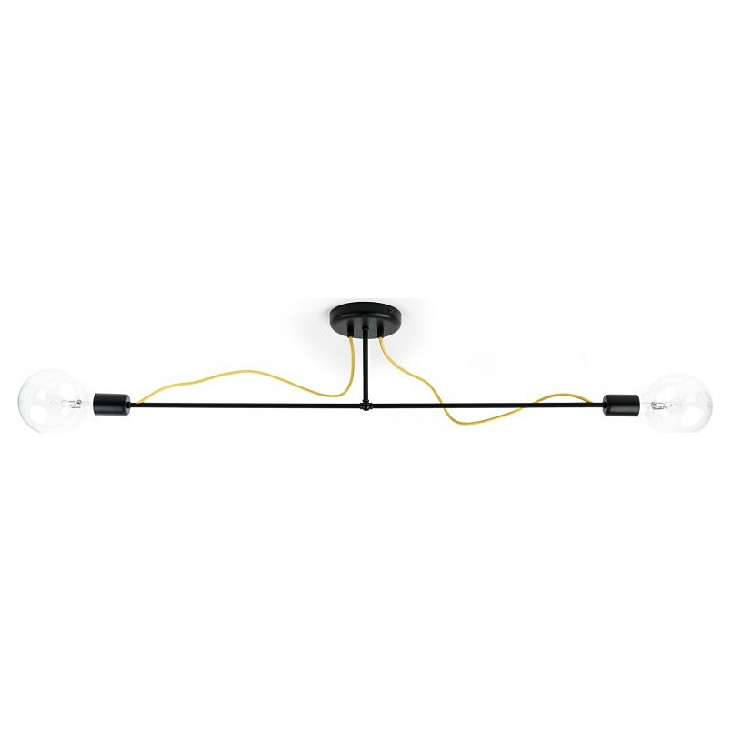 Lampa Sufitowa Loft Tubo | 2 Żarówki, Czarny + Żółty | Kolorowe Kable
