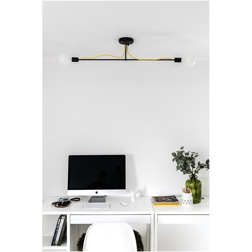 Lampa Sufitowa Loft Tubo | 2 Żarówki, Czarny + Żółty | Kolorowe Kable