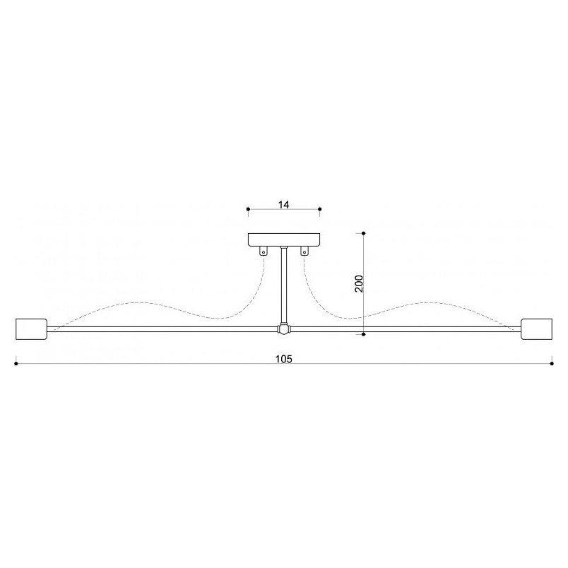 Lampa Sufitowa Loft Tubo | 2 Żarówki, Czarny + Żółty | Kolorowe Kable