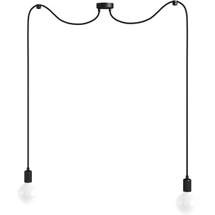 Lampa Pająk Loft Czarna | 2 Żarówki | Kolorowe Kable