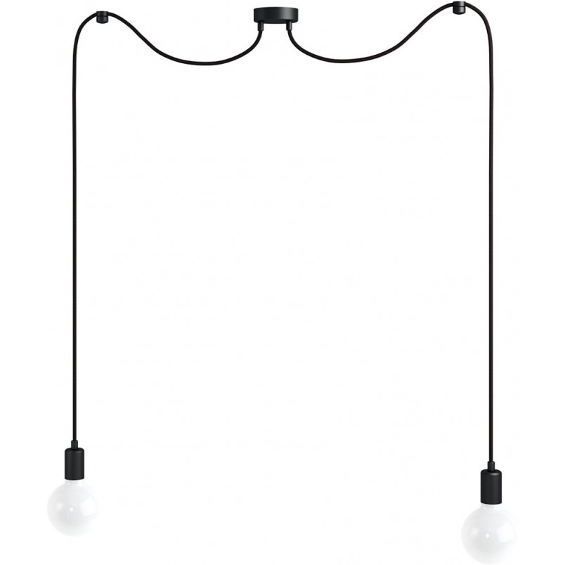 Lampa Pająk Loft Czarna | 2 Żarówki | Kolorowe Kable