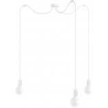 Lampa Pająk Loft | 3 Żarówki, Biały Metal - Kolorowe Kable