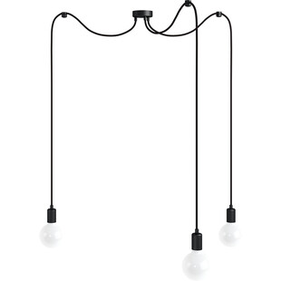 Lampa Pająk Loft Czarna | 3 Żarówki | Kolorowe Kable