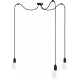 Lampa Pająk Loft Czarna | 3 Żarówki | Kolorowe Kable