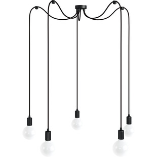 Lampa Pająk Loft Czarna | 5 Żarówek | Kolorowe Kable