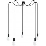 Lampa Pająk Loft Czarna | 5 Żarówek | Kolorowe Kable