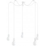 Lampa Pająk Loft | 5 Żarówek, Biały Metal - Kolorowe Kable
