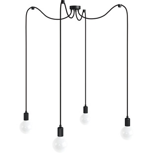 Lampa Pająk Loft Czarna | 4 Żarówki | Kolorowe Kable