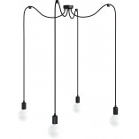Lampa Pająk Loft Czarna | 4 Żarówki | Kolorowe Kable