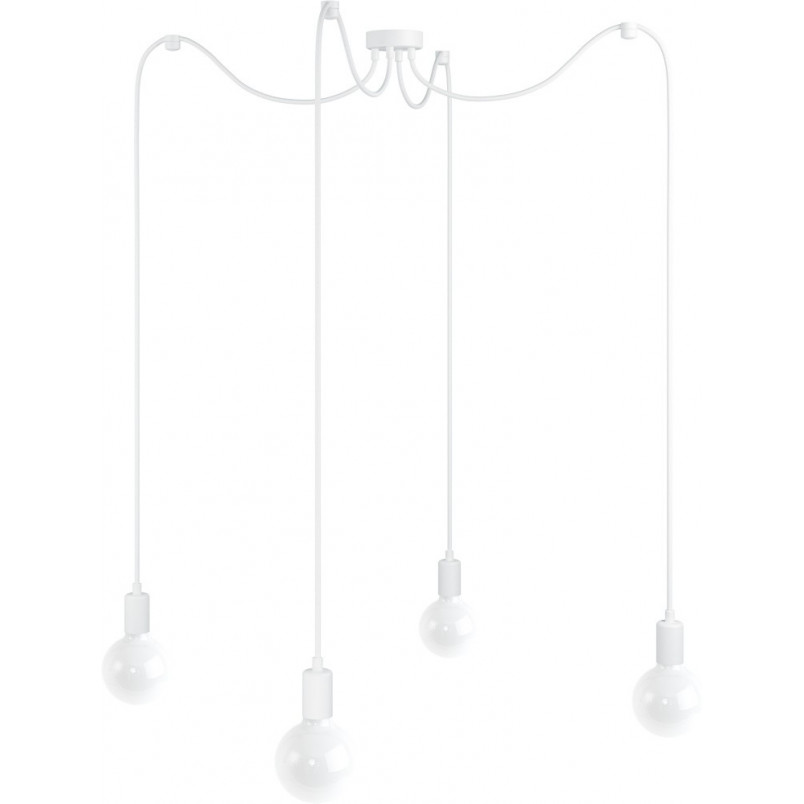 Lampa Pająk Loft Biała | 4 Żarówki | Kolorowe Kable