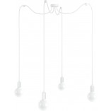 Lampa Pająk Loft Biała | 4 Żarówki | Kolorowe Kable