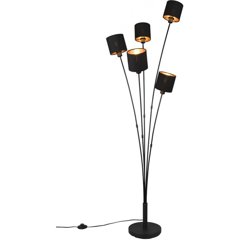 Lampa podłogowa Tommy | 5 punktów, czarny/złoty | Reality