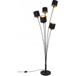 Lampa podłogowa Tommy | 5 punktów, czarny/złoty | Reality