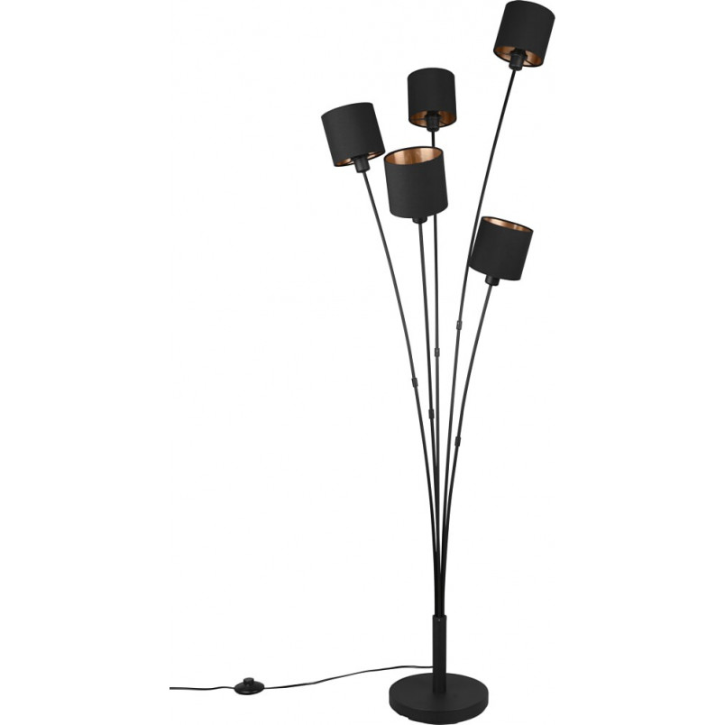 Lampa podłogowa Tommy | 5 punktów, czarny/złoty | Reality
